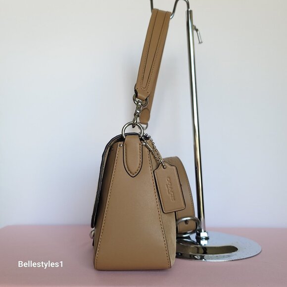 COACH Tabby Soft Suede & Leather Shoulder Bag With Rivets And Tooling- Peanut⭐ - Picture 8 of 16